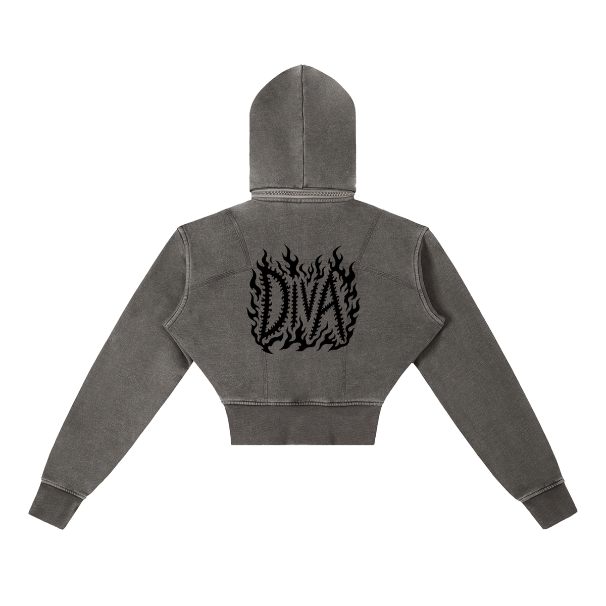 DIVA Vintage Washed Cropped Fleece Hoodie