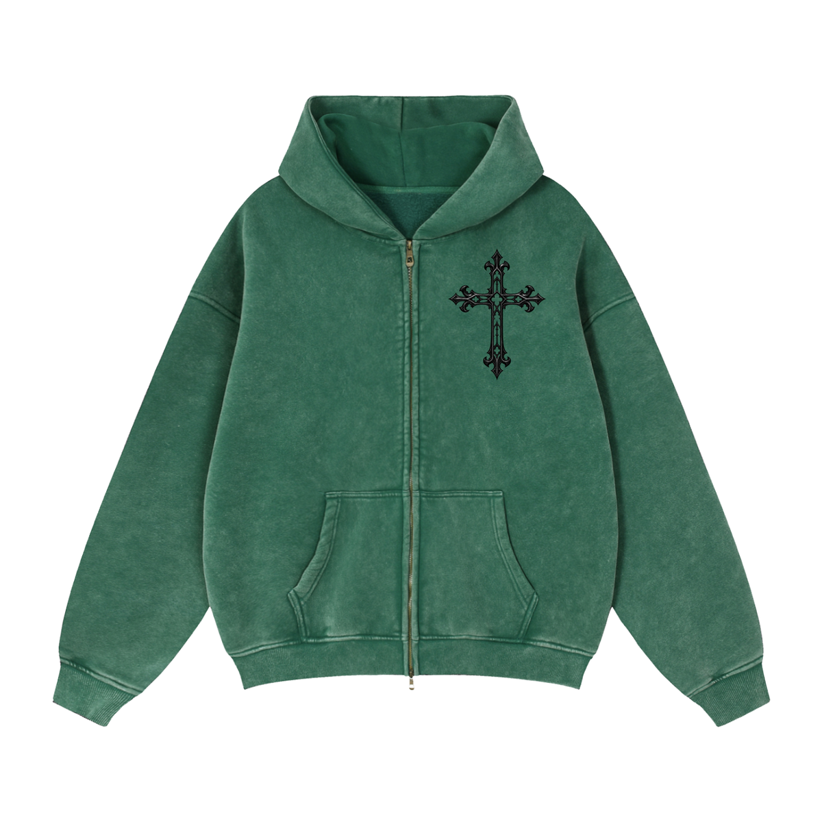 GOD IS WATCHING Zip-Through Boxy Fleece Hoodie