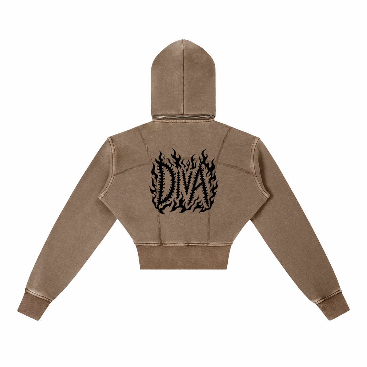 DIVA Vintage Washed Cropped Fleece Hoodie