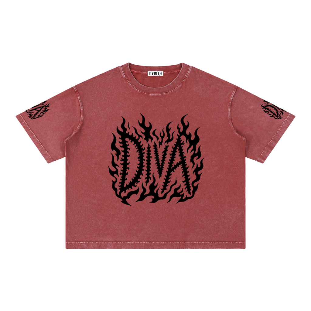 DIVA Mineral Wash Boxy Cotton T-Shirt
