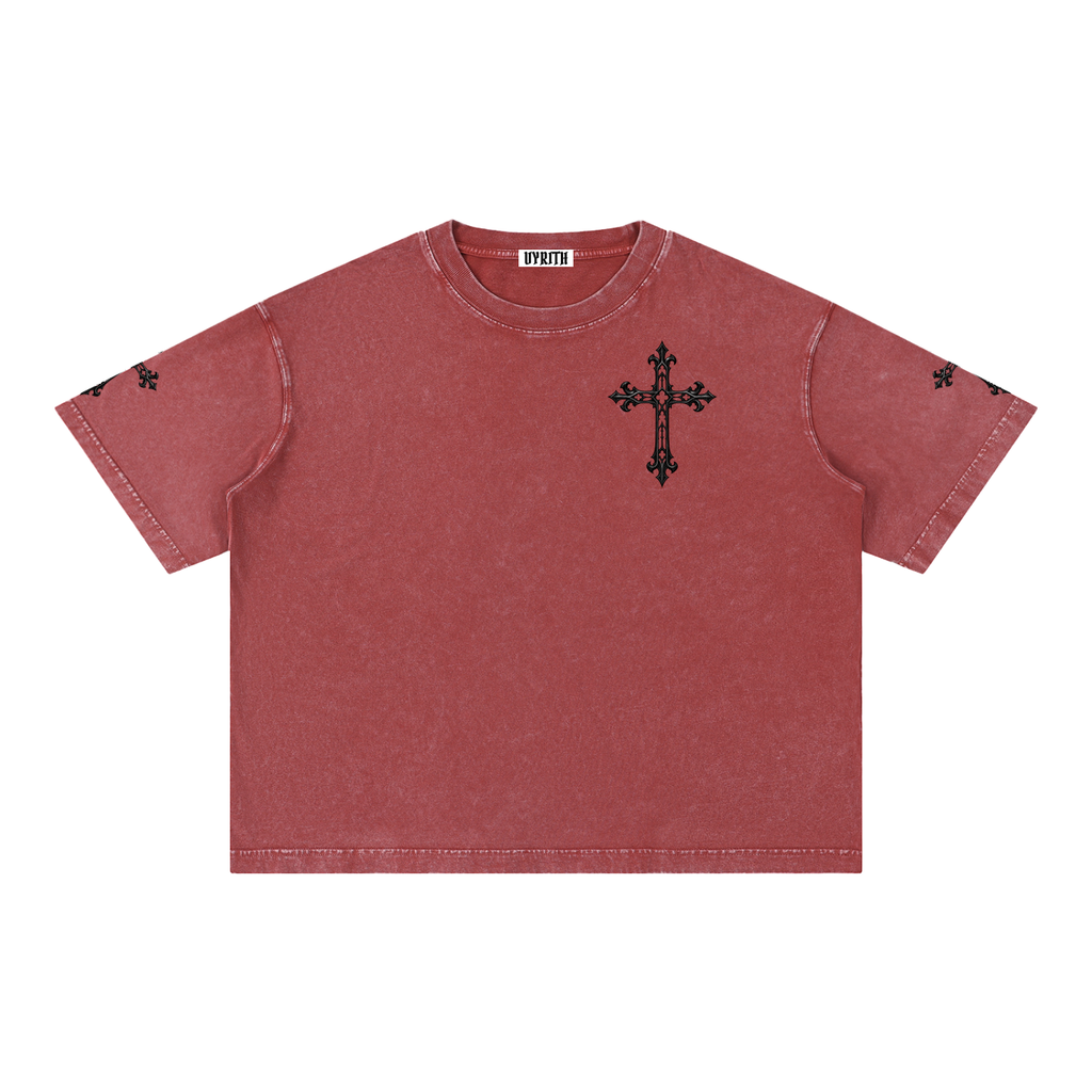 GOD IS WATCHING Mineral Wash Boxy Cotton T-Shirt