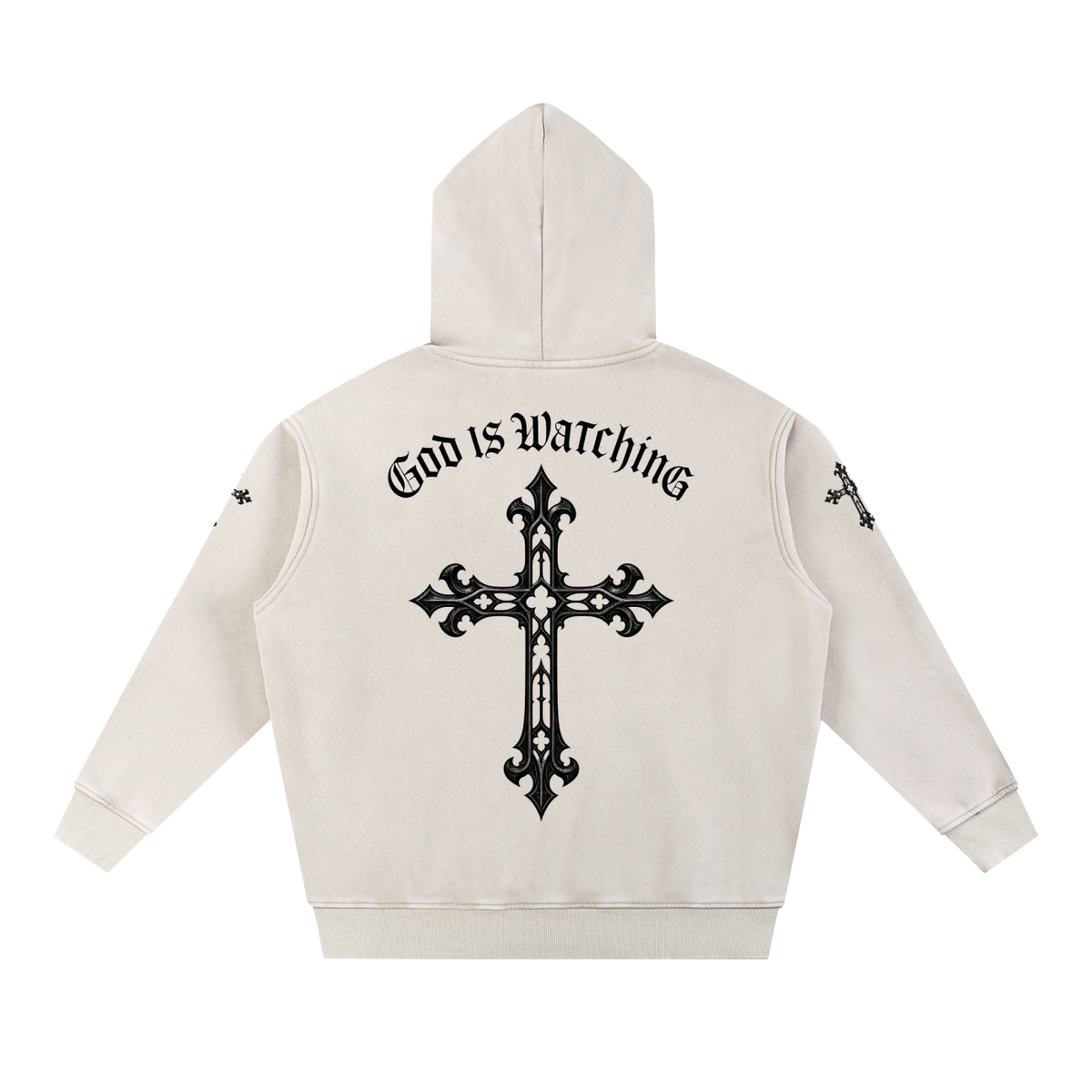 GOD IS WATCHING Snow Wash Fleece Oversize Hoodie