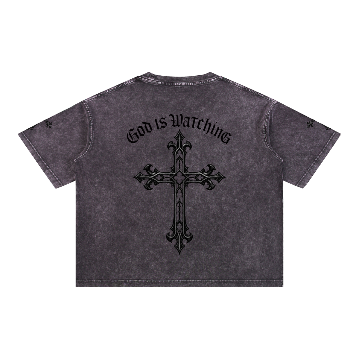 GOD IS WATCHING Mineral Wash Boxy Cotton T-Shirt