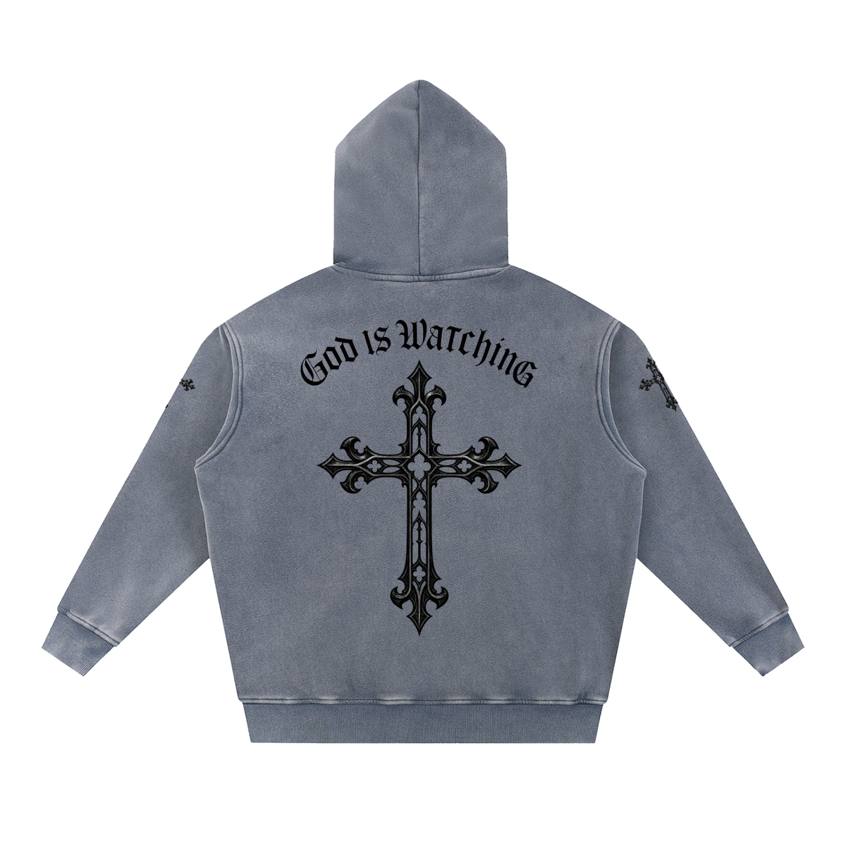 GOD IS WATCHING Snow Wash Fleece Oversize Hoodie
