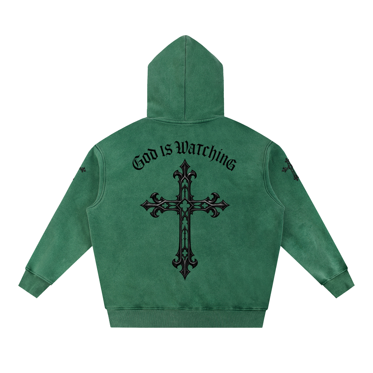 GOD IS WATCHING Snow Wash Fleece Oversize Hoodie