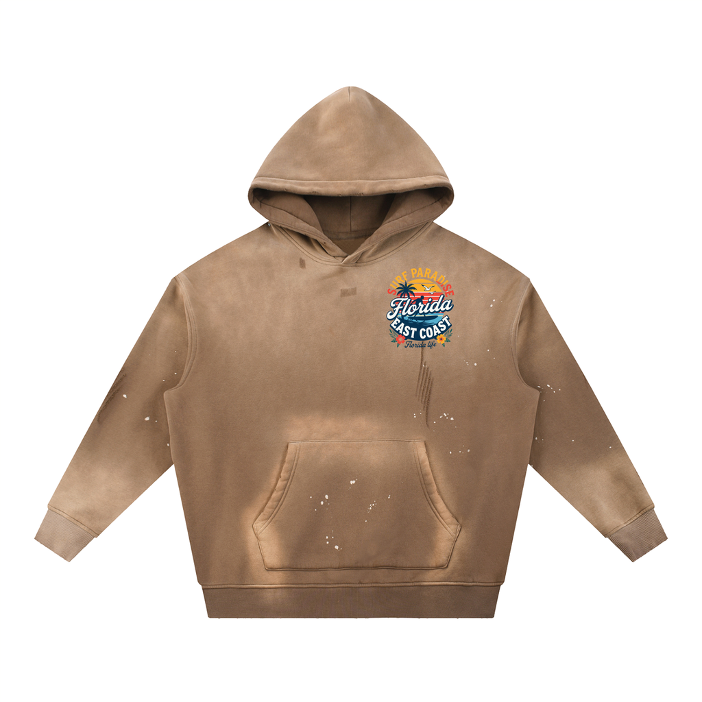 FLORIDA LIFE Vintage Washed Frayed Fleece Hoodie