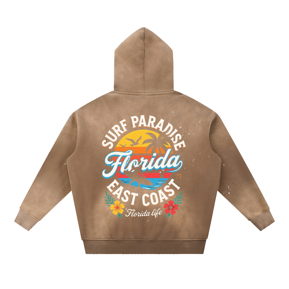 FLORIDA LIFE Vintage Washed Frayed Fleece Hoodie