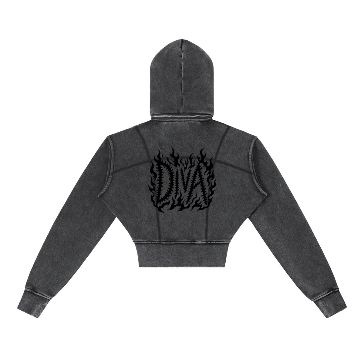 DIVA Vintage Washed Cropped Fleece Hoodie